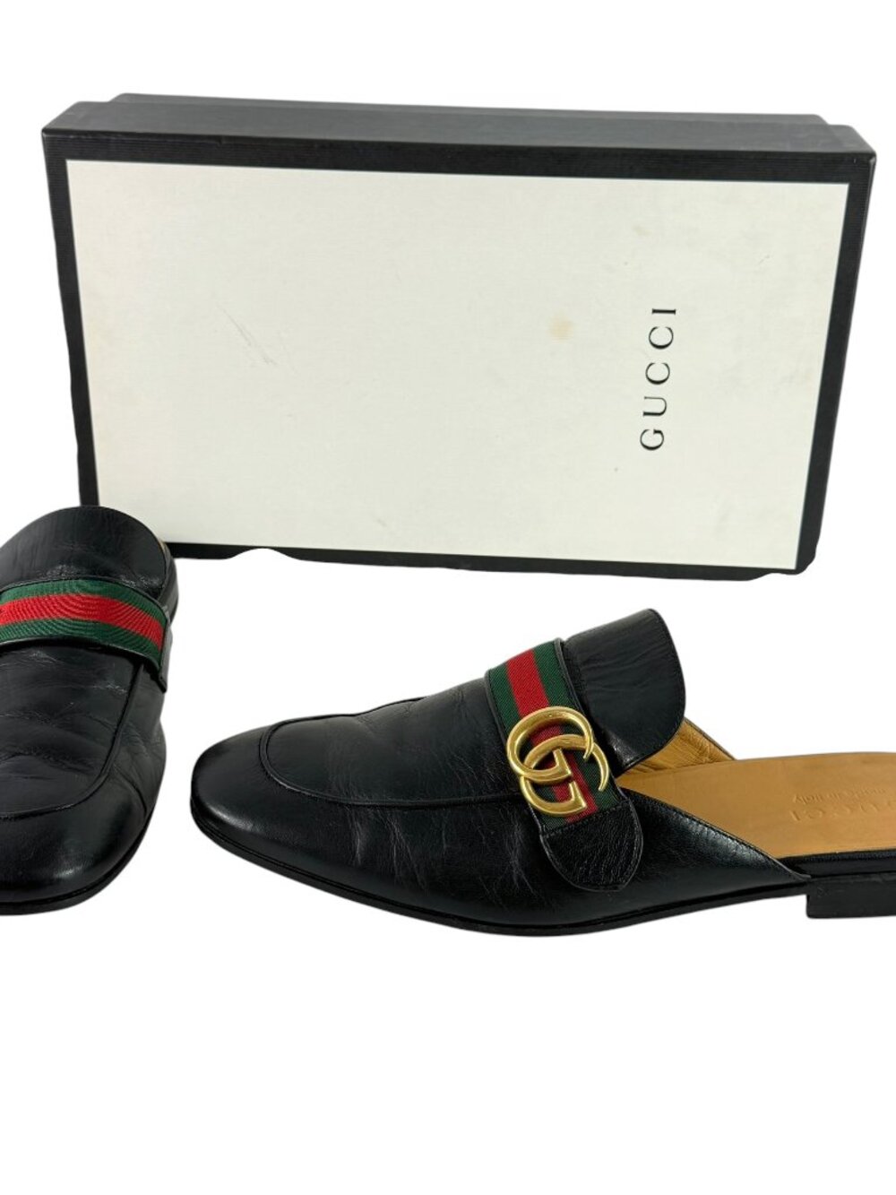 GUCCI Princetown Marmont Black Leather Men's Slides 9 - 9.5US Made in Italy